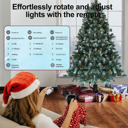 STRIGHT Rotating Artificial Christmas Tree with LED Lights, 6FT 360 Degree Displays Artificial Tree Great for Home, Office, & Parties Holiday Thanksgiving Xmas Decorations