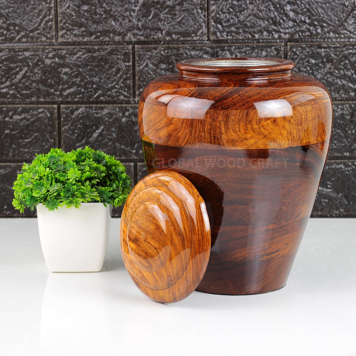 Rosewood Handmade Cremation Urn | Unique Design Turn Wood Adult Ash - Male & Female Ashes | Premium Quality Human Urns | Natural Wood Urn (Large) Generic