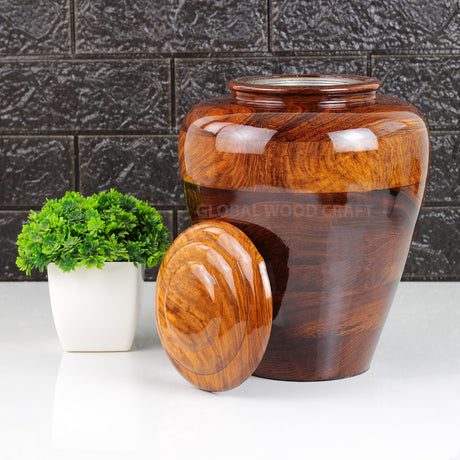 Rosewood Handmade Cremation Urn | Unique Design Turn Wood Adult Ash - Male & Female Ashes | Premium Quality Human Urns | Natural Wood Urn (Large) Generic
