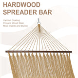 Lazy Daze Hammocks 10.5 FT Double 2 Person Caribbean Rope Hammock, Hand Woven Polyester Hammock with Spreader Bars, for Outside Outdoor Backyard Patio Poolside,450 LBS Capacity, Tan Lazy Daze Hammocks