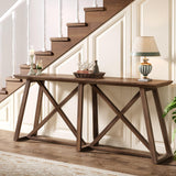 Tribesigns Farmhouse Console Table for Entryway: 70.9-Inch Extra Long Entryway Entry Table, Narrow Wooden Sofa Table Behind Couch for Hallway, Entrance, Foyer, Living Room, Rustic Brown Tribesigns