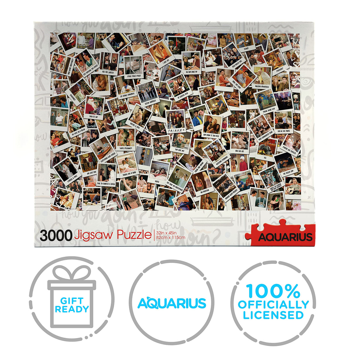 AQUARIUS Friends Puzzle (3000 Piece Jigsaw Puzzle) - Officially Licensed Friends TV Show Merchandise & Collectibles - Glare Free - Precision Fit - Virtually No Puzzle Dust - 32 x 45 Inches (68523) AQUARIUS