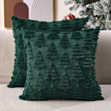 Allorry Christmas Pillow Covers 18 x 18 Set of 2 Xmas Decorations Dark Green Christmas Tree Pillow Cases Plush Faux Fur Soft Cushion Case for Winter Xmas Holiday Home Bedroom Sofa Decors SY-003-A18 Allorry