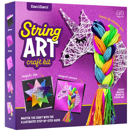 Dan&Darci String Art Craft Kit for Kids - Girls Birthday Gifts for Ages 12 Year Old - Crafts Kits for Girl Age 10,11,12 - DIY Unicorn & Star Toys Gift for Boys - Arts Present Dan&Darci