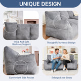 Cvortll Faux Fur Loveseat Couch, Oversized Lounge Sofa for Adults, Fluffy Lazy Sofa with Soft Stuffed Filling, Big Comfy Couch, Boneless Couches for Living Room, Bedroom, Dark Gray Cvortll