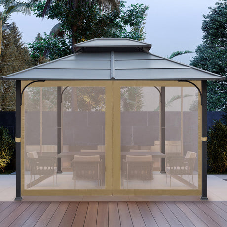 Tradesparker 10x10 Gazebo Replacement Mesh Walls,4-Sided Mosquito Screen Netting with 48Curtain Rings & 48Rail Hooks，Black (Universal Fit for Gazebo & Pergola) Tradesparker
