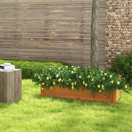 HAPPYGRILL Raised Garden Bed, Elevated Planter Box with Drainage Holes, Outdoor Wood Planter Container for Vegetables Flowers & Herbs, Planter Raised Beds for Garden, Patio, Balcony HAPPYGRILL