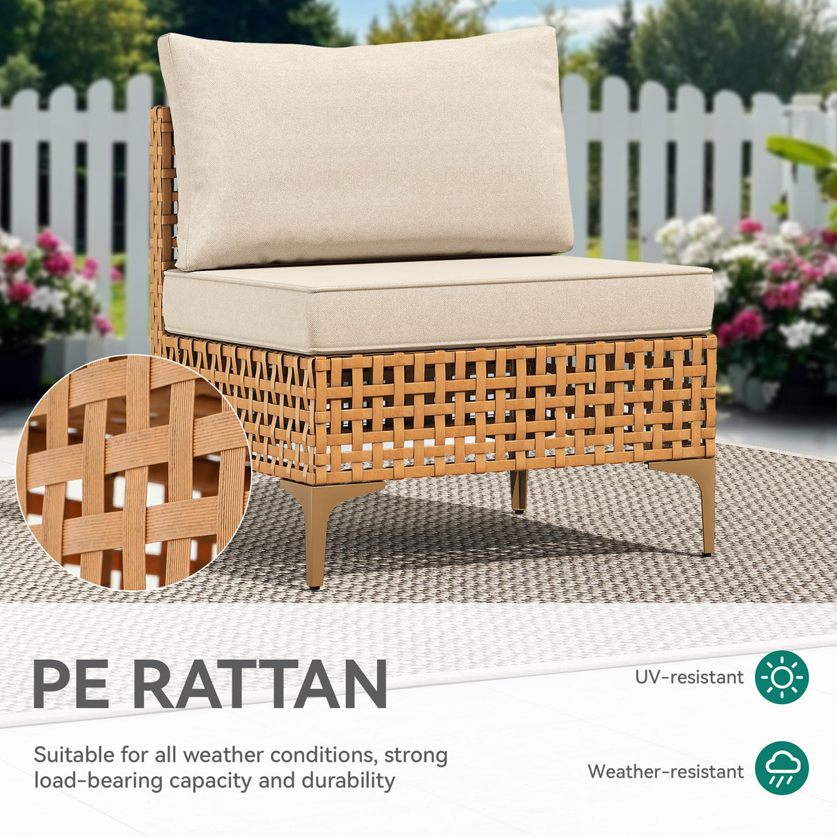 YITAHOME Wicker Patio Furniture Set 3 Pieces Outdoor Sectional Sofa with Solar Light Table Outdoor Couch with Waterproof Cushions All-Weather Rattan Patio Conversation Set for Balcony Porch YITAHOME