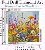 AIBOERL Diamond Painting Kits, Wild Flowers 5D DIY Full Drill Diamond Art Painting Kits for Adults, Seaside Diamond Painting Gem Art Craft for Home Wall Decor (13.8 * 13.8 inch AIBOERL