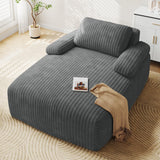 YITAHOME 48-Inch Chaise Lounge Chair Indoor, Oversized Corduroy Upholstered Boneless Sofa Bed, Deep-Seat Sleeper Couch, Reading Chair, Cloud Sofa Couch for Living Room, No Assembly Required, Grey YITAHOME