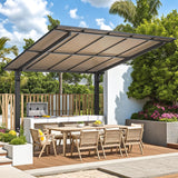AECOJOY 10' x 10' Gazebo on Clearance, Outdoor Pergola Carport for Patio, Freestanding Lean to Hard Top Pergolas and Gazebos Clearance with Roof, Wall-Mounted Heavy Duty Awnings for Patio, Decks AECOJOY