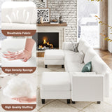 Huatean Home Modular Sectional Sofa, Convertible U Shaped Sofa Couch with High Density Memory Foam, 6 Seat Comfy Modular Sofa Couch for Living Room, Modern U Shaped Sectional Sofa, White Huatean Home