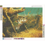 Zimal 5D DIY Diamond Painting Bass Fishing Lake Sunset Embroidery Full Round Diamond Cross Stitch Rhinestone Painting Decor 11.8 X 15.8 Inch YSCOLOR