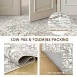 Area Rugs for Living Rooms - 6x9, Boho Non-Slip Low Pile Carpet Machine Washable Rugs for Bedroom, Farmhouse, Office, Dining Room (Beige) befbee