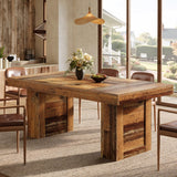 Tribesigns 63'' Farmhouse Dining Table for 6, Rectangle Wooden Kitchen Table with Heavy-Duty Legs, Rustic Large Dining Room Furniture for Family Meals, Banquets & Dinner Parties, Brown Tribesigns