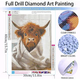 Diamond Art Kits for Adults Beginner, 3 Pack Funny Highland Cow Diamond Painting Kits 5D Diamond Dots Gem Art Crafts with Tools Round Full Drill Funny Crafts for Home Wall Decor&Gift 12X16 inch Fairyland JinWenn