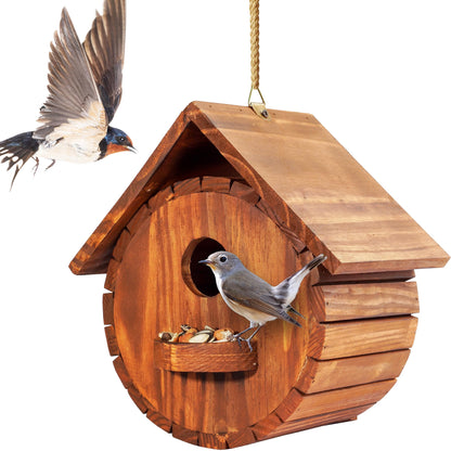 Set of 2 MIXUMON Bird Houses for Outside, Outdoor 2 Bird House Room for 2 Bird Families Bluebird Finch Cardinals Hanging Birdhouse for Garden