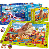 QUOKKA 60 Piece Kids Puzzles Ages 5-8 - Set of 4 Bible Jigsaw Puzzles for Kids 4-6-10 Year Old - Tower of Babel | Noah`s Ark | Eden Toys for Children 5-7 yo - Christian Gifts for Boys & Girls QUOKKA