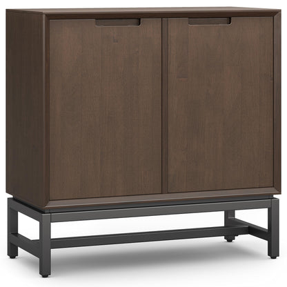 SIMPLIHOME Banting SOLID HARDWOOD Wide Modern Industrial Low Storage Cabinet for The Living, Entryway and Family Room, 32 inch, Walnut Brown - WoodArtSupply