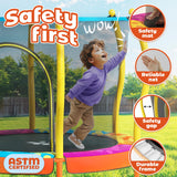 Happin® 55” Toddler Trampoline Indoor & Outdoor Playset Ages 1-6, 5FT Kids Trampoline, Ultra Safe Mini Trampoline for Kids with Safety Enclosure Net, Gifts for Birthday with Basketball Hoop Happin