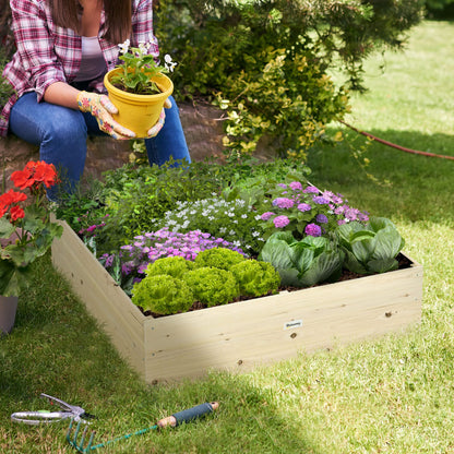 Outsunny Wooden Raised Garden Bed Kit, Elevated Planter Box with Bed Liner for Backyard, Patio to Grow Vegetables, Herbs, and Flowers, 4' x 4' x 12" - WoodArtSupply