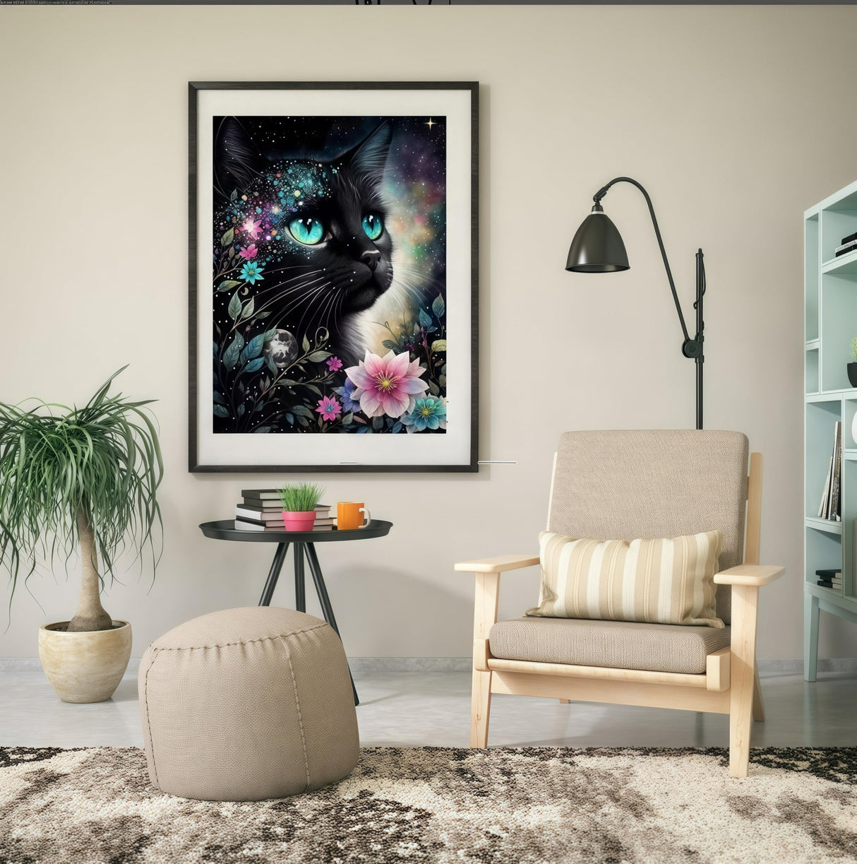 CSZPPQAF 5D Diamond Art Kits for Adults, Black Cat Flower Diamond Painting Kits for Adults Beginner, 5D DIY Full Drill Diamond Dots Paint by Diamonds Gem Painting for Home Decor 12x16 Inch CSZPPQAF