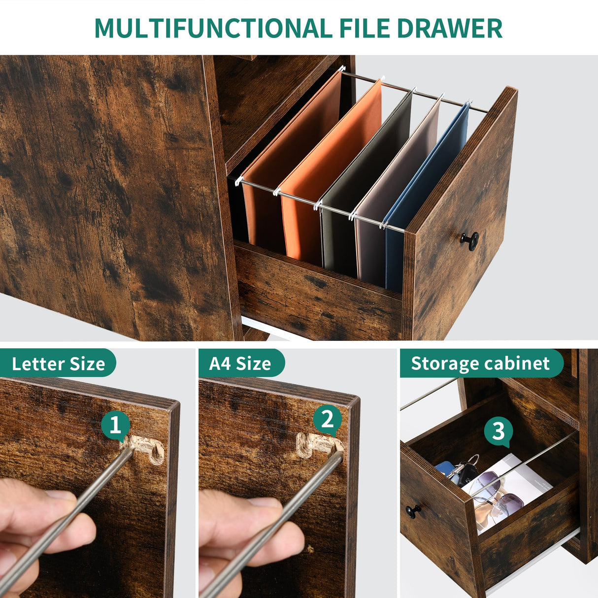 YITAHOME L Shaped Desk with Power Outlets & LED Lights, 67" Computer Desk with File Drawer, Corner Desk Home Office Desk with Monitor Stand & 3 Cubbies Storage Shelves, Rustic Brown YITAHOME