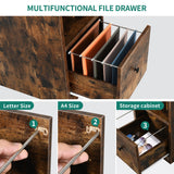 YITAHOME L Shaped Desk with Power Outlets & LED Lights, 67" Computer Desk with File Drawer, Corner Desk Home Office Desk with Monitor Stand & 3 Cubbies Storage Shelves, Rustic Brown YITAHOME