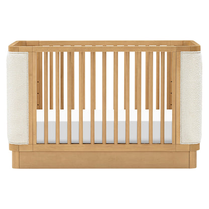 Babyletto Bondi Boucle 4-in-1 Convertible Crib with Toddler Bed Conversion Kit in Honey with Ivory Boucle, Greenguard Gold Certified