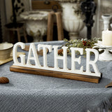 Sintosin Rustic Wooden Gather Signs for Home Decor 16", Tabletop White Distressed Home Decor Signs, Christmas Signs Farmhouse The Gathering Place Sign for Fireplace Shelf Living Room Kitchen Sintosin