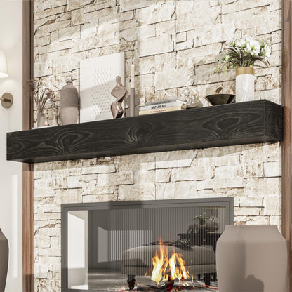 WOODLANDS USA 72 Floating Fireplace Mantel Wood Shelf - Rustic Mantels For Over Fireplace, 72 Inches Wall Mounted Handcrafted Mantle Shelf, 72 X 8 X 5 Fireplace Mantel Shelves, Farmhouse Espresso