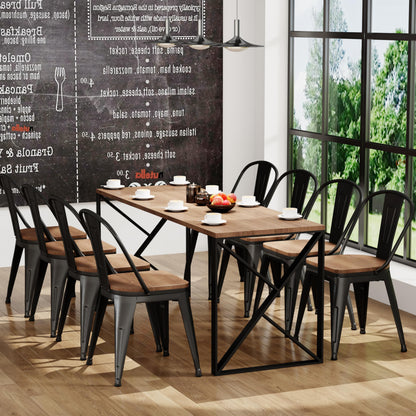 18 Inch Metal Dining Chairs,Arlunar Farmhouse Chairs Set of 4 Black Dining Room Chairs Stackable with Back and Wooden Seat bar stools