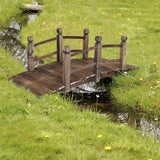 5FT Wooden Garden Bridge Arch Stained Finish Footbridge Decorative Backyard Bridge with Double Safety Railings Outdoor Lawn Pond Bridge Walkway for Garden Yard Patio Courtyard Farm Stream Creek RELIANCER