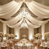 20ftx30ft White Ceiling Curtain for Wedding Parties – 4 Panels Wrinkle-Free 30 FT Long Tent Draping Curtains for Wedding, Birthday & Theme Parties, 30ft Height with Rod Pocket Party Village
