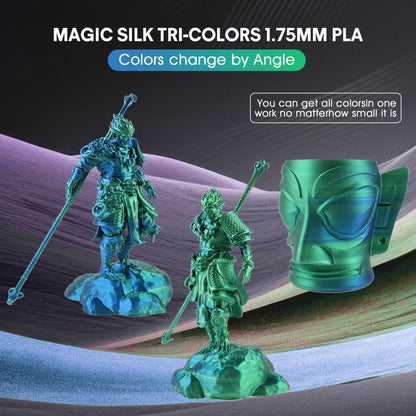 2024 Upgrade Silk PLA 3D Printer Filament, Dual Color Blue Green PLA 1.75mm, Shiny Multi Color Change Filament 3D Printing PLA Filament for Most FDM 3D Printer, +/-0.02mm, 1kg/2.2lb - WoodArtSupply