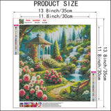 AIBOERL Garden Landscape Diamond Art Kits for Adults,Garden 5D Diamond Painting Kits for Adults Beginners,DIY Full Round Drill Diamond Dot Painting Gem Art Kits for Adult, Home Wall Decor 14x14Inch AIBOERL