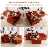 MAXYOYO Modular Sectional Sofa Couch, L Shaped Modern Cloud Couch with 1 Ottoman, Sofa in A Box, Tufted 4-Seat Boneless Sleeper Chair for Living Room, No Assembly Required, Orange MAXYOYO