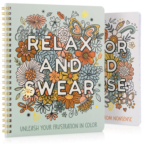 Beautiful Coloring Book Set of 2 for Adult Relaxation - Funny Coloring Books with Floral Designs for a lot of Laughs - The Perfect Stress-Relieving Gift for Women ZICOTO