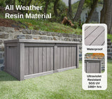EAST OAK Outdoor Storage Box, 120 Gallon Deck Box with Stainless Steel Rods Large Resin Storage Bin for Patio Cushions, Garden Tools, Waterproof and UV Resistant, Lockable, Grey EAST OAK