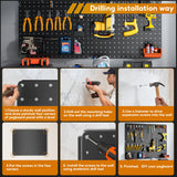 Hogurity Peg Board, 110pcs Metal Pegboard Kit, Includes 4 Pack Black Peg Board Panels with Accessories and Hook Locks, Large Heavy Duty Peg Boards for Walls Home, Garage Tool Storage, Workbench Hogurity