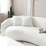 BAMOOLI 101'' Curved Sofa Couch, Mid Century Modern Half Moon Living Room Sofa, Luxury 5-Seat Sofa Couch with 4 Throw Pillows, Teddy Fleece Leisure Couch for Apartment, Office, Bedroom, Beige BAMOOLI