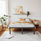 ZIYOO Queen Bed Frame 14 inch High 3 Inches Wide Wood Slats with Heavy Duty 3500 Pounds Support for Mattress, No Box Spring Needed, Easy Assembly, Noise Free ZIYOO