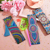 6 Pieces 5D Diamond Bookmark DIY Painting Bookmark Floral Beaded Leather Tassel Bookmarks for DIY Making Arts Crafts Adults Graduation Birthday Embroidery(Classic Style) Zonon