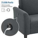 Yaheetech 67" W Fabric Sofa Couch 2 Seater Loveseat Sofa with USB Charging Ports Upholstered Sofa Living Room Office Bedroom, Dark Gray Yaheetech