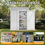 Zynfylus 5x3 FT Outdoor Storage Shed Garden Shed Tool Shed with Lockable Door and Sloping Roof, Durable Metal Storage Shed for Backyard, Outside, Patio, White Zynfylus