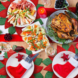 Christmas Placemats Set of 6 Christmas Embroidered Placemats 14 x 14 Inch Red Round Double Layer Applique Poinsettia Xms Flower Place Mat Table Decorations for Home Dining Holiday Tudomro