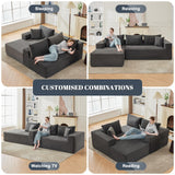 MANGODAN 110” Cloud Sectional Couch, Boneless Sofa for Living Room, Modular Sectional Sofa with Deep Seat, Comfy Fluffy Couch with L-Shaped Chaise, No Assembly Required (Left-Facing Chaise, Dark Grey) Mangodan