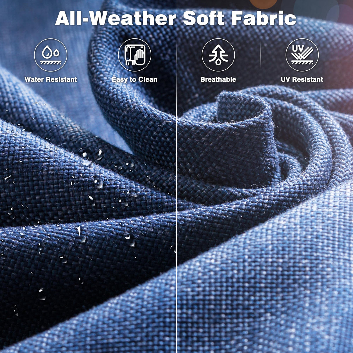 ovios Patio Furniture Set, 6 Piece Outdoor Wicker High Back Sofa with Swivel Rocking Chairs, Ottomans, Comfy Cushions, All Weather Conversation Set, Grey Rattan Denim Blue ovios