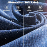 ovios Patio Furniture Set, 6 Piece Outdoor Wicker High Back Sofa with Swivel Rocking Chairs, Ottomans, Comfy Cushions, All Weather Conversation Set, Grey Rattan Denim Blue ovios