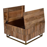 The Urban Port 33-Inch Lift Top Storage Trunk Coffee Table, Square, Mango Wood, Natural Brown TUP THE URBAN PORT